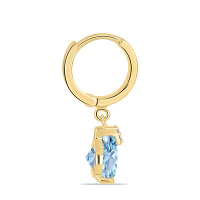 Bulk 14K Gold Round Aquamarine Solitaire Bar-Drop Dangle Hoops - Gold Jewelry Manufacturers USA